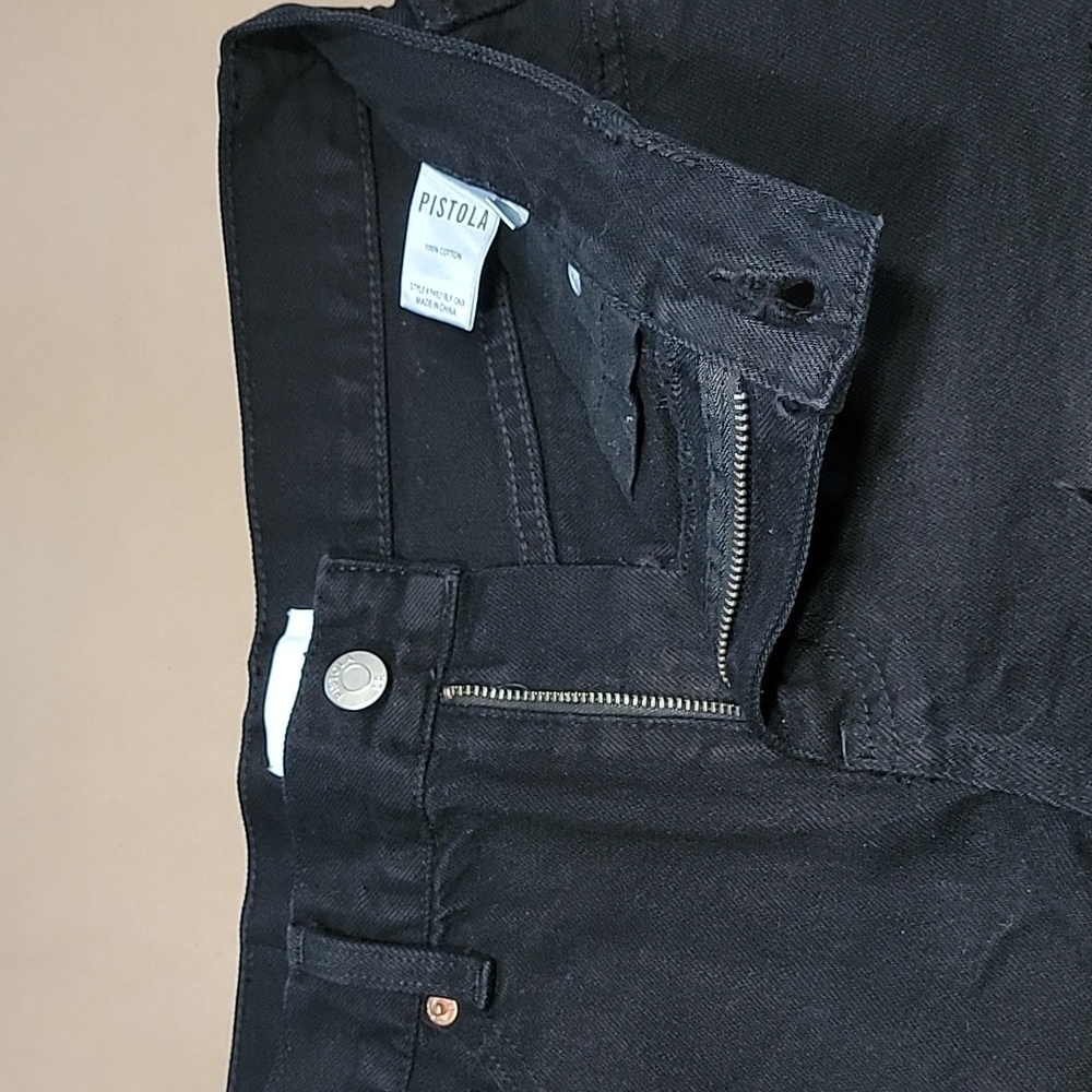 Pistola Size 26 Black Gigi Low Rise Cut Off Denim Frayed Hem Shorts, Like New - Picture 8 of 10